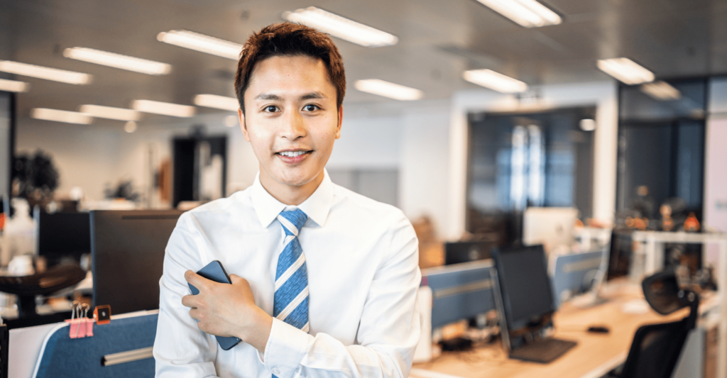 asian businessman in corporate setting